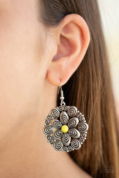 Grove Groove Yellow Earring - Paparazzi Accessories