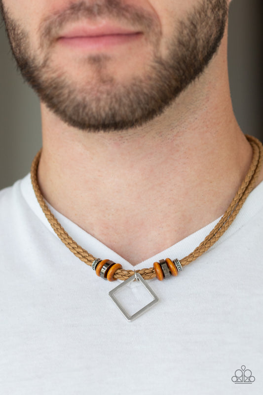 Pier Square Brown Urban Necklace - Paparazzi Accessories