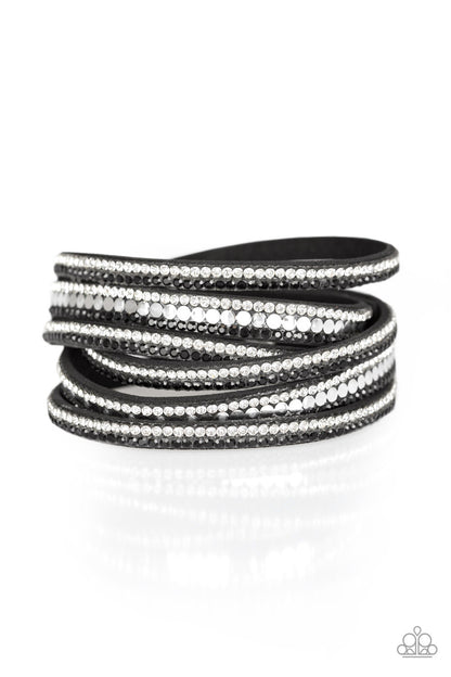 Rock Star Attitude Black Wrap Bracelet - Paparazzi Accessories