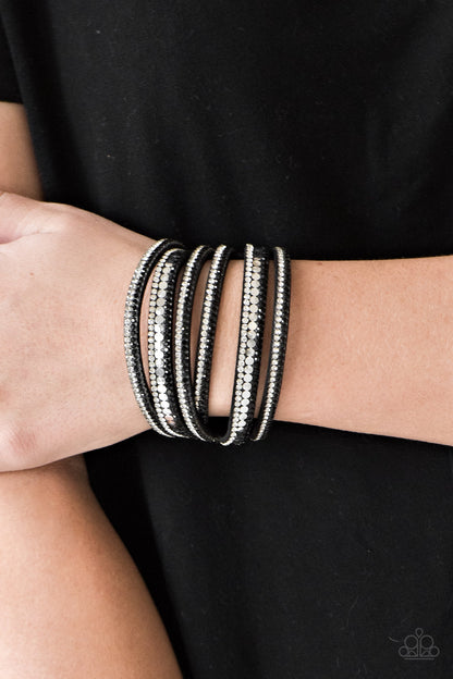 Rock Star Attitude Black Wrap Bracelet - Paparazzi Accessories
