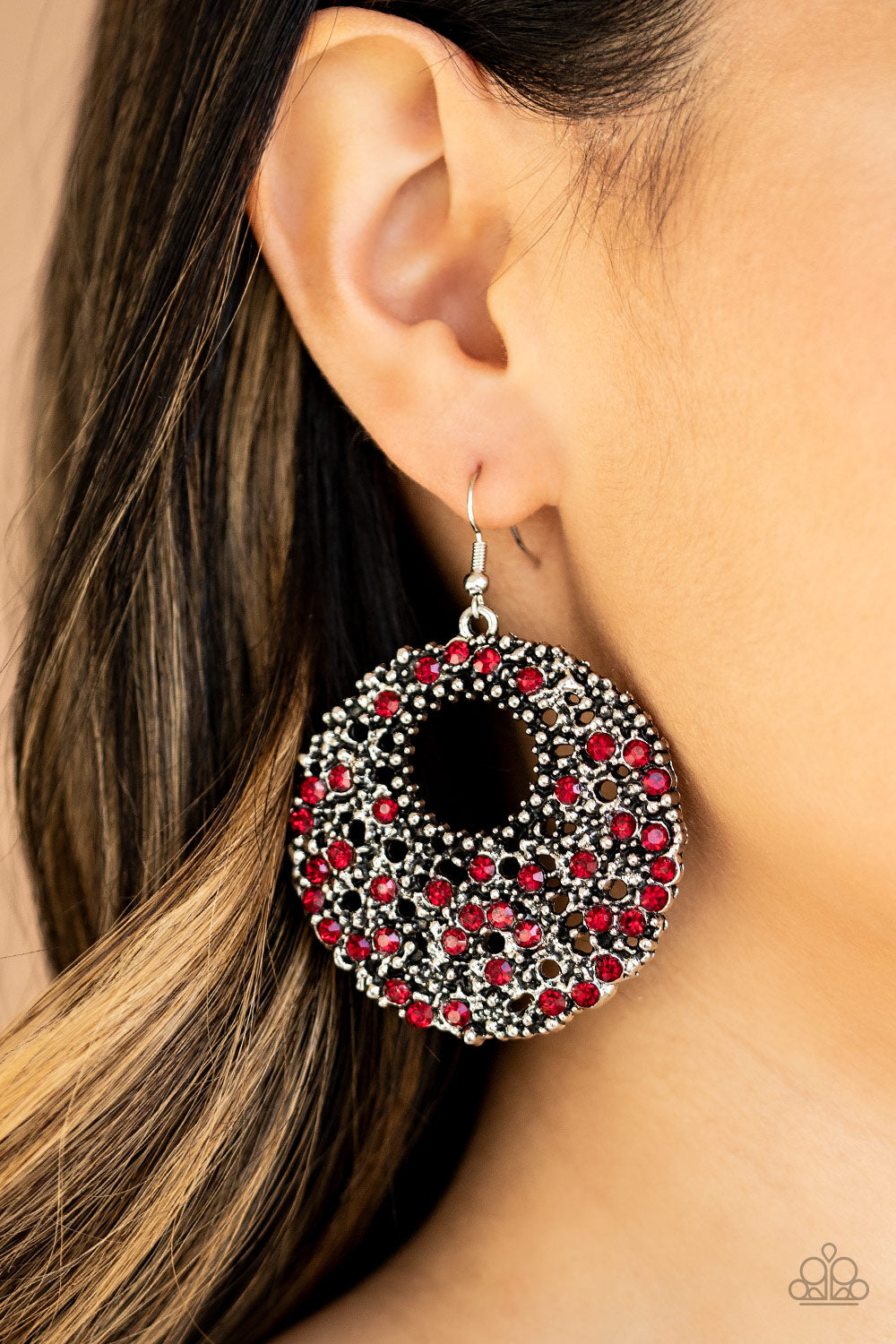 Starry Showcase Red Earring - Paparazzi Accessories