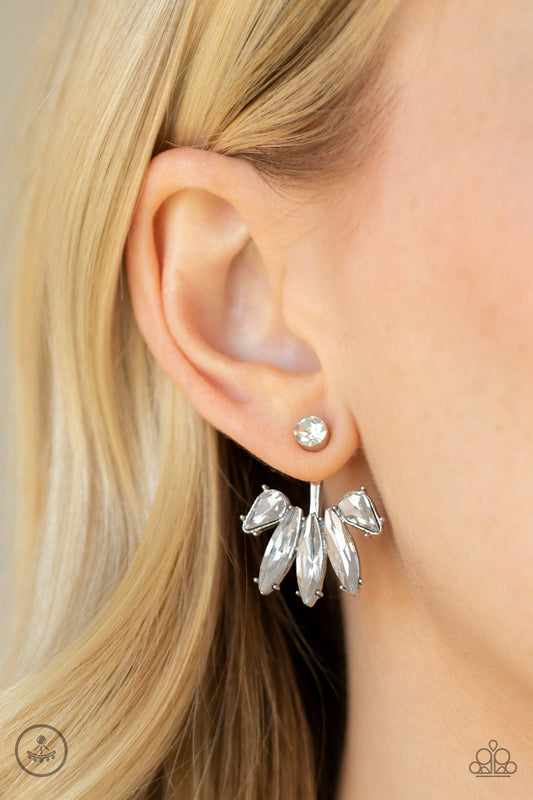 Stunningly Striking White Jacket Earring - Paparazzi Accessories