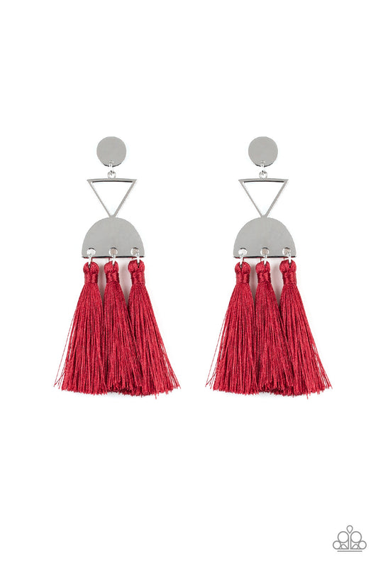 Tassel Trippin Red Earring - Paparazzi Accessorie