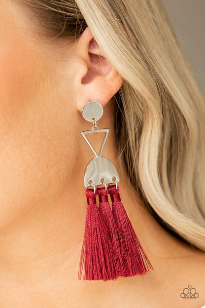 Tassel Trippin Red Earring - Paparazzi Accessorie