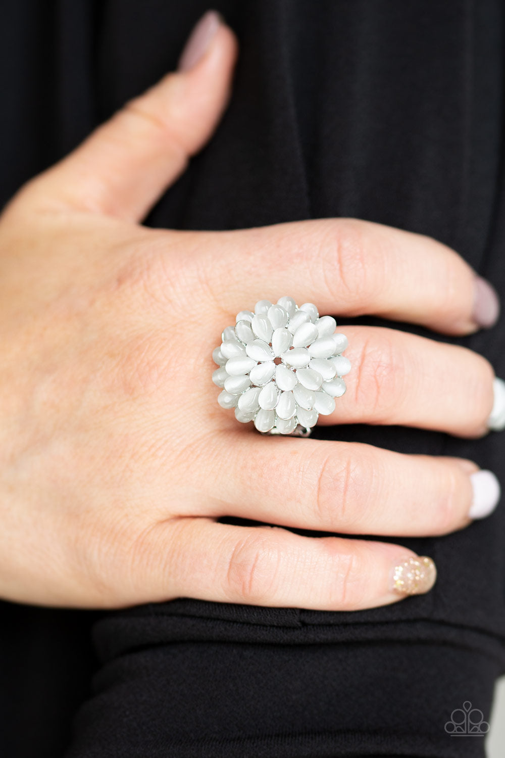 Bloomin Bloomer White Cat's Eye Ring - Paparazzi Accessories
