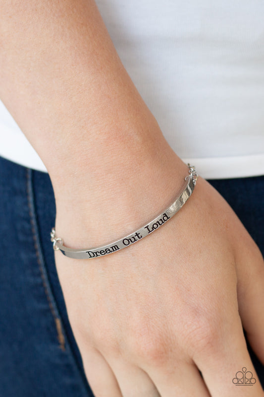 Dream Out Loud Silver Inspirational Bracelet - Paparazzi Accessories