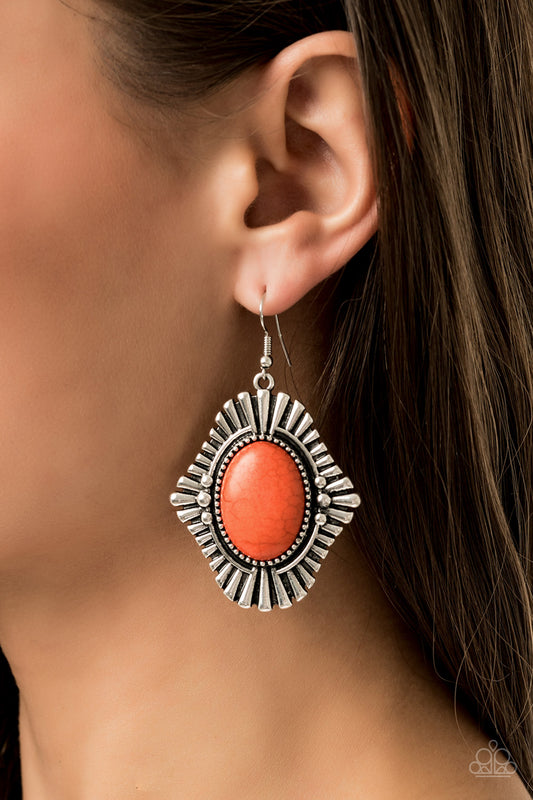 Easy As PIONEER Orange Earring - Paparazzi Accessories - jazzy-jewels-gems