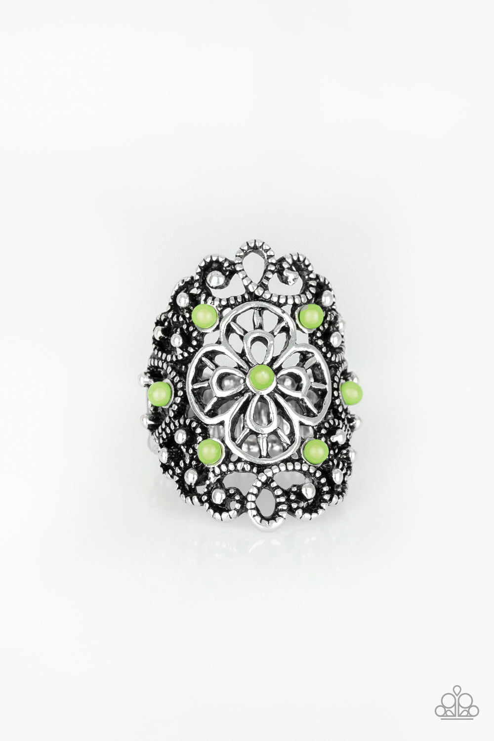 Floral Fancies Green Ring - Paparazzi Accessories