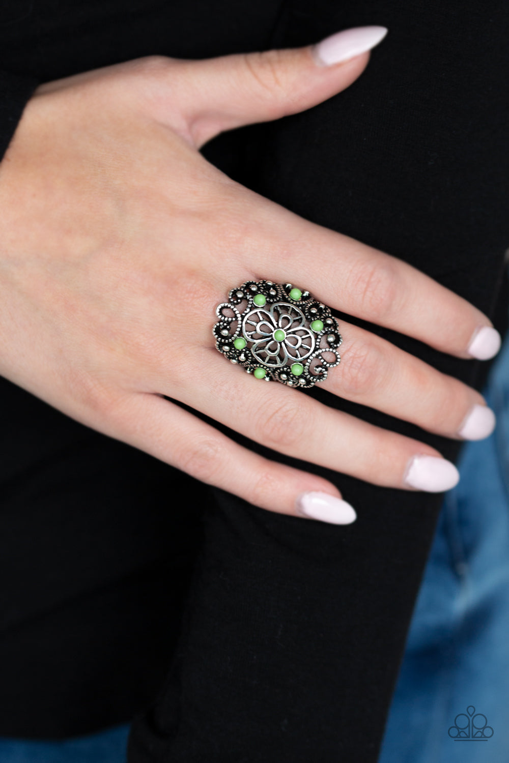 Floral Fancies Green Ring - Paparazzi Accessories