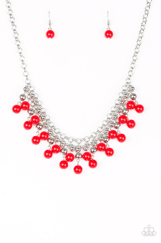 Friday Night Fringe Red Necklace - Paparazzi Accessories