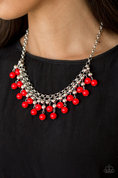 Friday Night Fringe Red Necklace - Paparazzi Accessories
