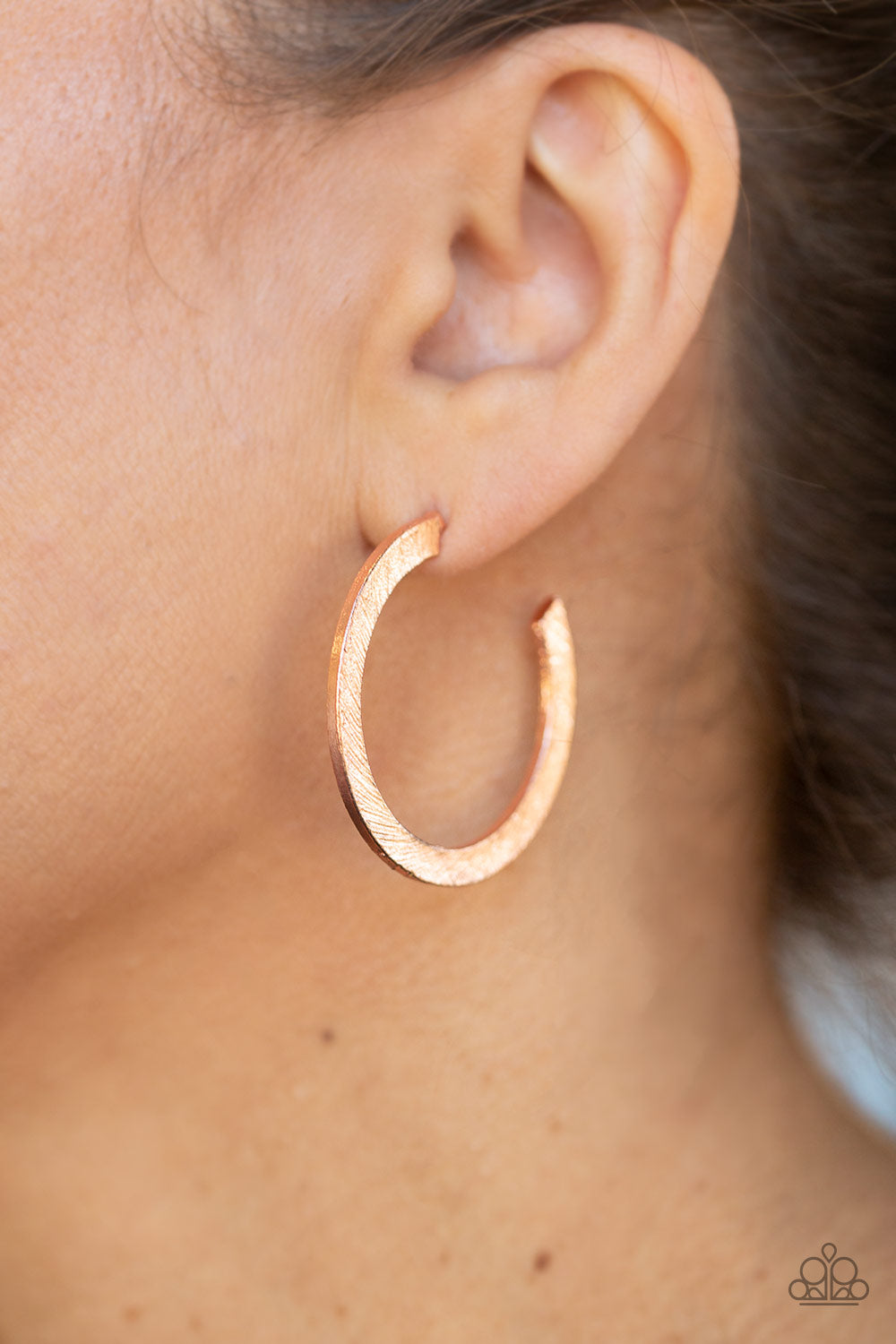 HAUTE Glam Copper Hoop Earring - Paparazzi Accessories