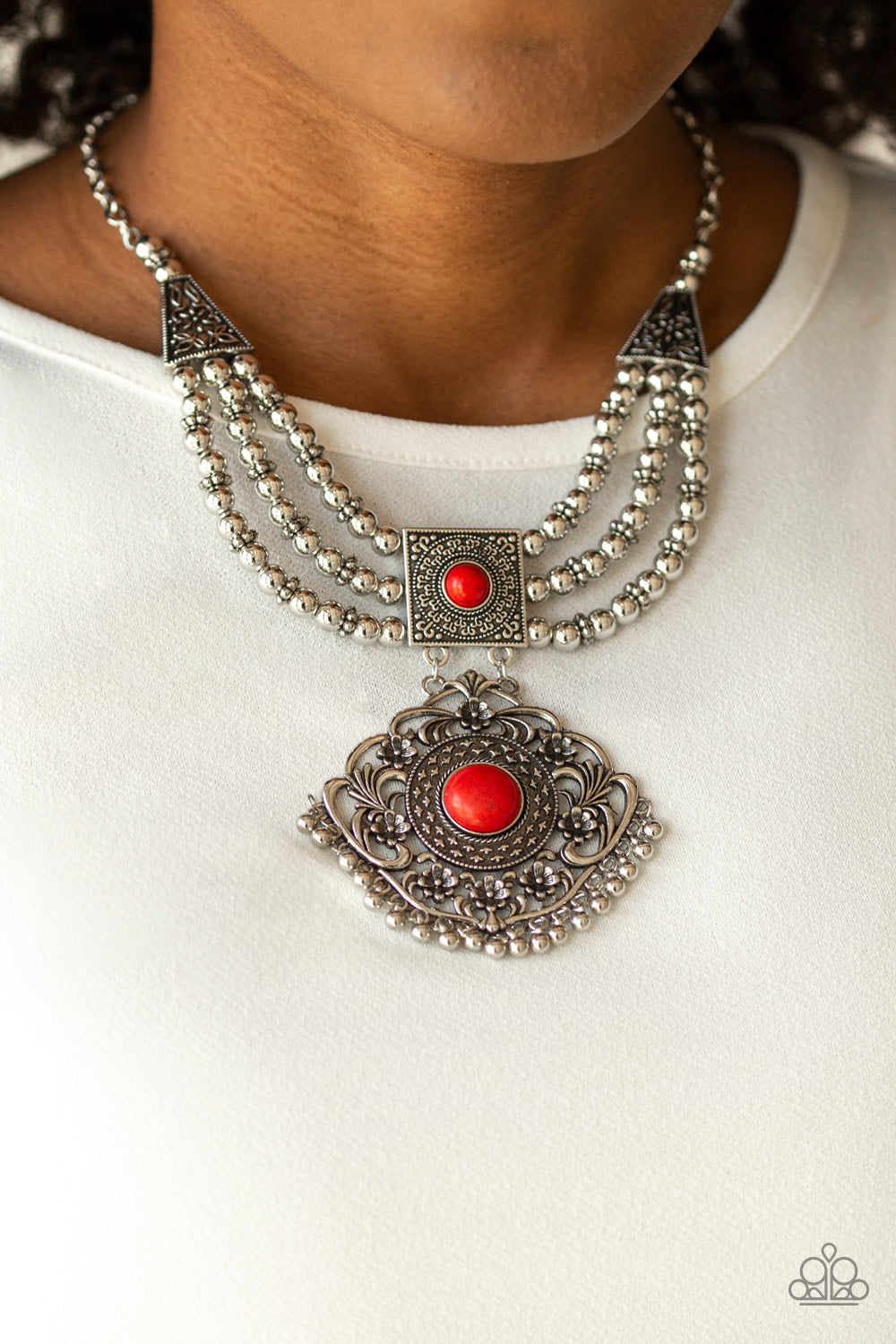 Santa Fe Solstice Red Necklace - Paparazzi Accessories