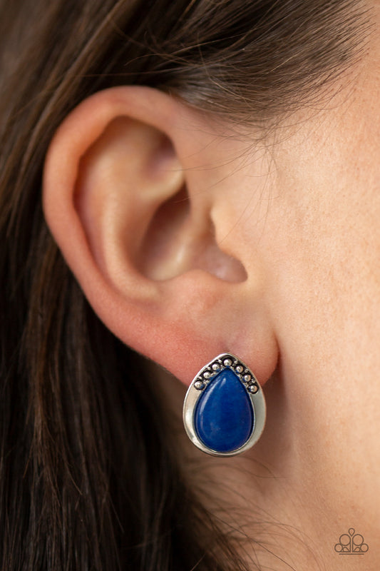 Stone Spectacular Blue Earring - Paparazzi Accessories