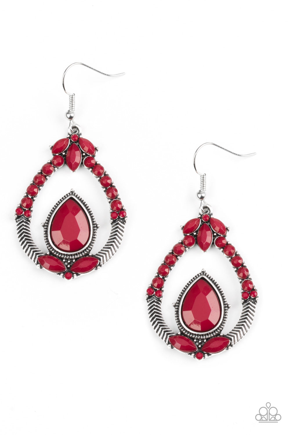 Vogue Voyager Red Earring - Paparazzi Accessories