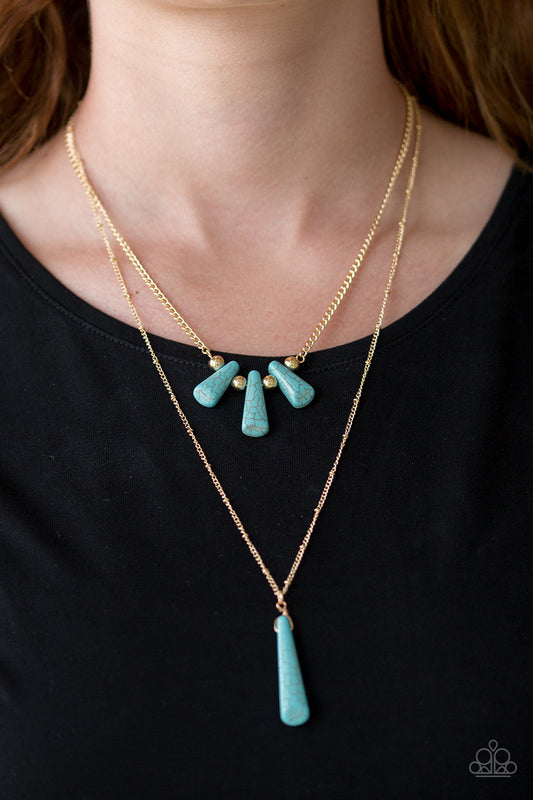Basic Groundwork Blue Necklace - Paparazzi Accessories - jazzy-jewels-gems
