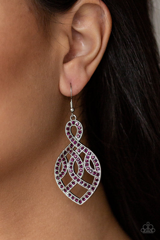 A Grand Statement Purple Earring - Paparazzi Accessories