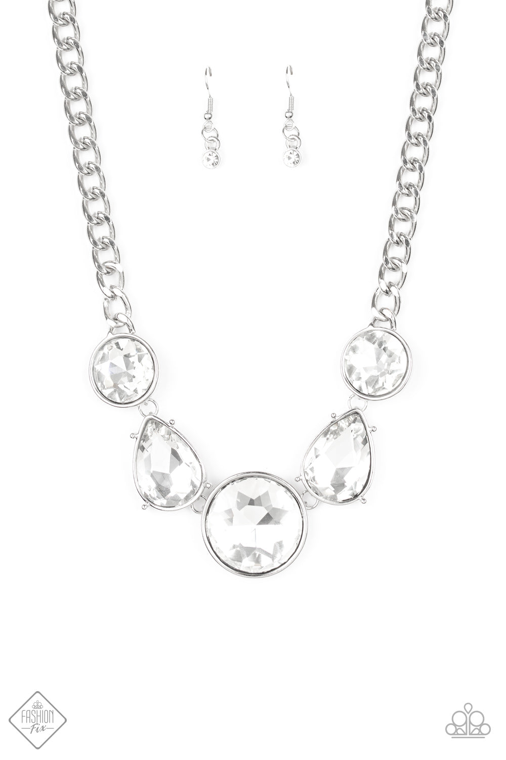 All The Worlds My Stage White Rhinestone Necklace - Paparazzi Accessories
