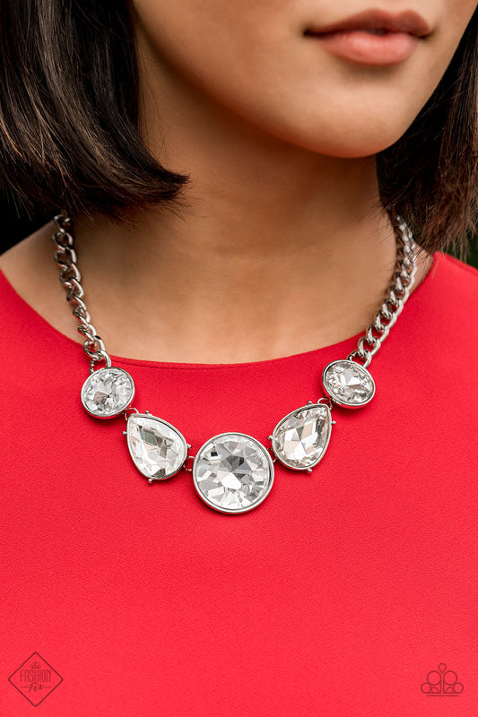 All The Worlds My Stage White Rhinestone Necklace - Paparazzi Accessories