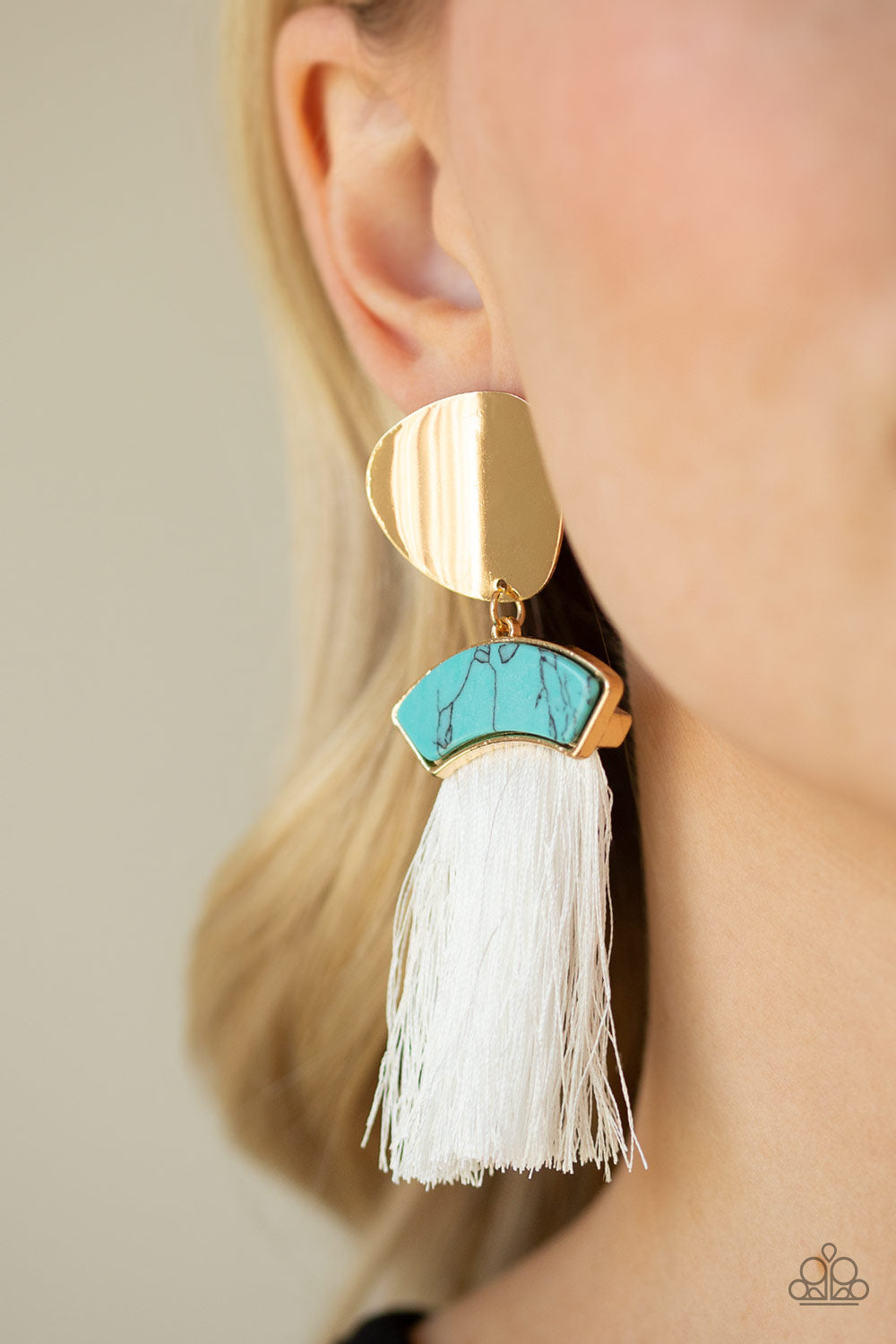 Insta Inca Turquoise Tassel Earring - Paparazzi Accessories