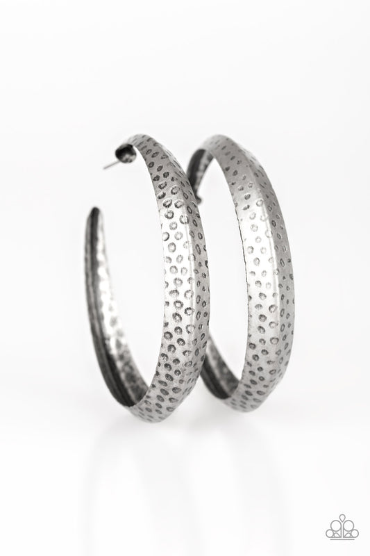 Jungle To Jungle Silver Hoop Earring - Paparazzi Accessories