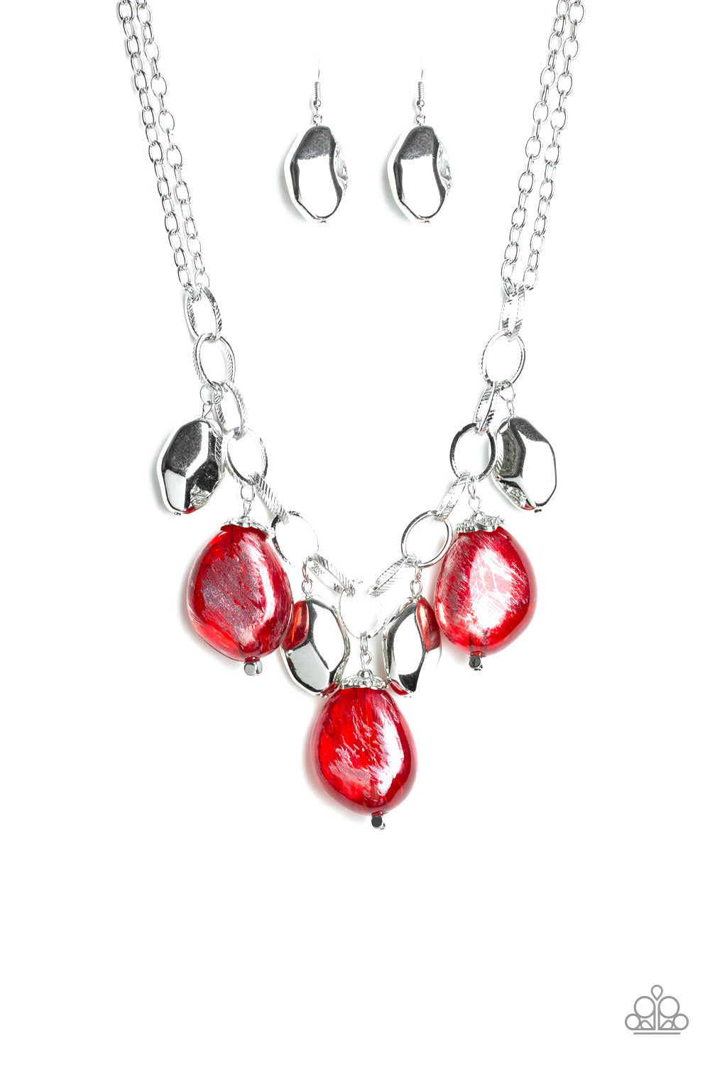 Looking Glass Glamorous Red Necklace - Paparazzi Accessories - jazzy-jewels-gems