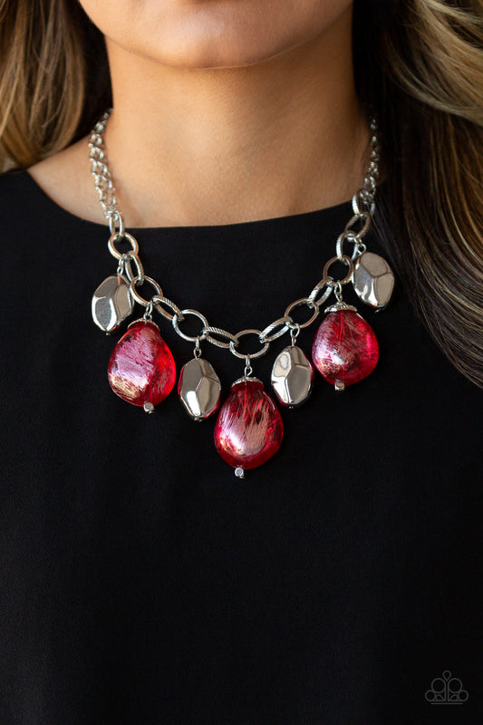 Looking Glass Glamorous Red Necklace - Paparazzi Accessories - jazzy-jewels-gems