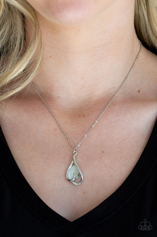 Tell Me A Love Story White Moonstone Necklace - Paparazzi Accessories