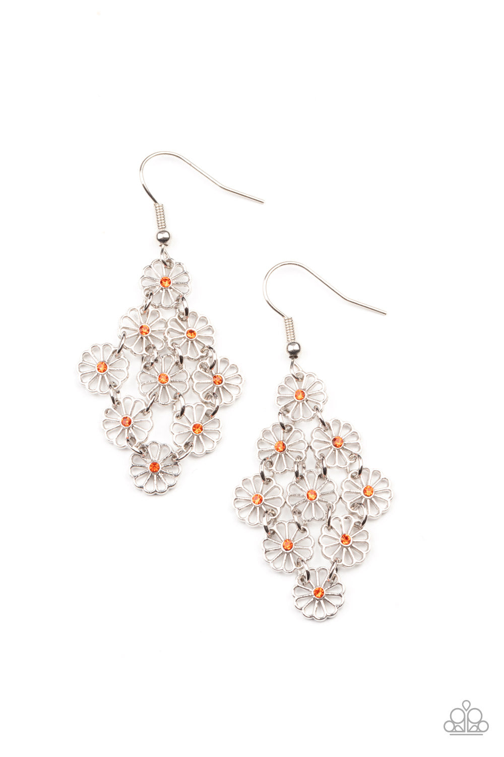 Bustling Blooms Orange Earring - Paparazzi Accessories