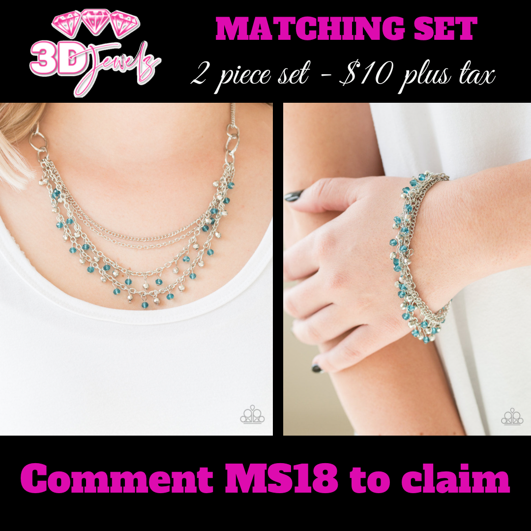 Financially Fabulous Blue Necklace & Bracelet Set - Paparazzi Accessories