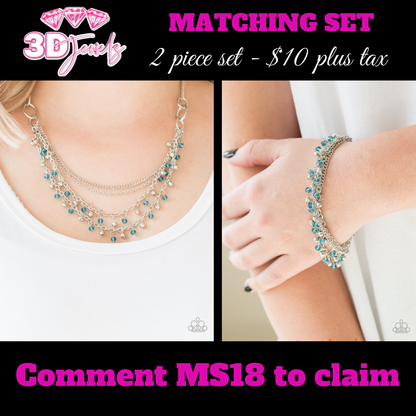 Financially Fabulous Blue Necklace & Bracelet Set - Paparazzi Accessories