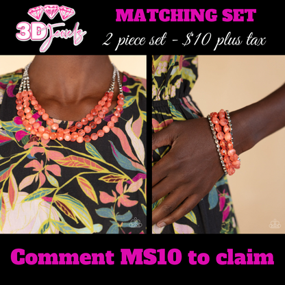 Pacific Picnic Orange Necklace & Bracelet Set - Paparazzi Accessories