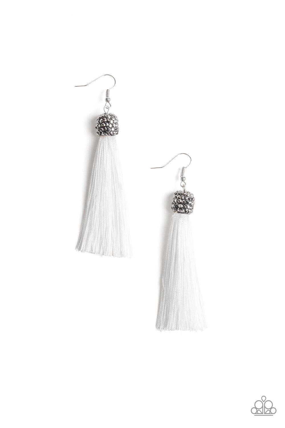 Make Room For Plume White Fringe Earring - Paparazzi Accessories