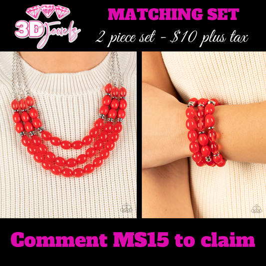 Coastal Cruise Red Necklace & Bracelet Set - Paparazzi Accessories
