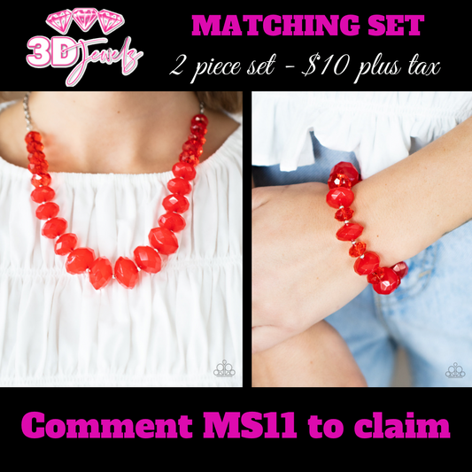 Happy-GLOW-Lucky Red Necklace & Bracelet Set - Paparazzi Accessories