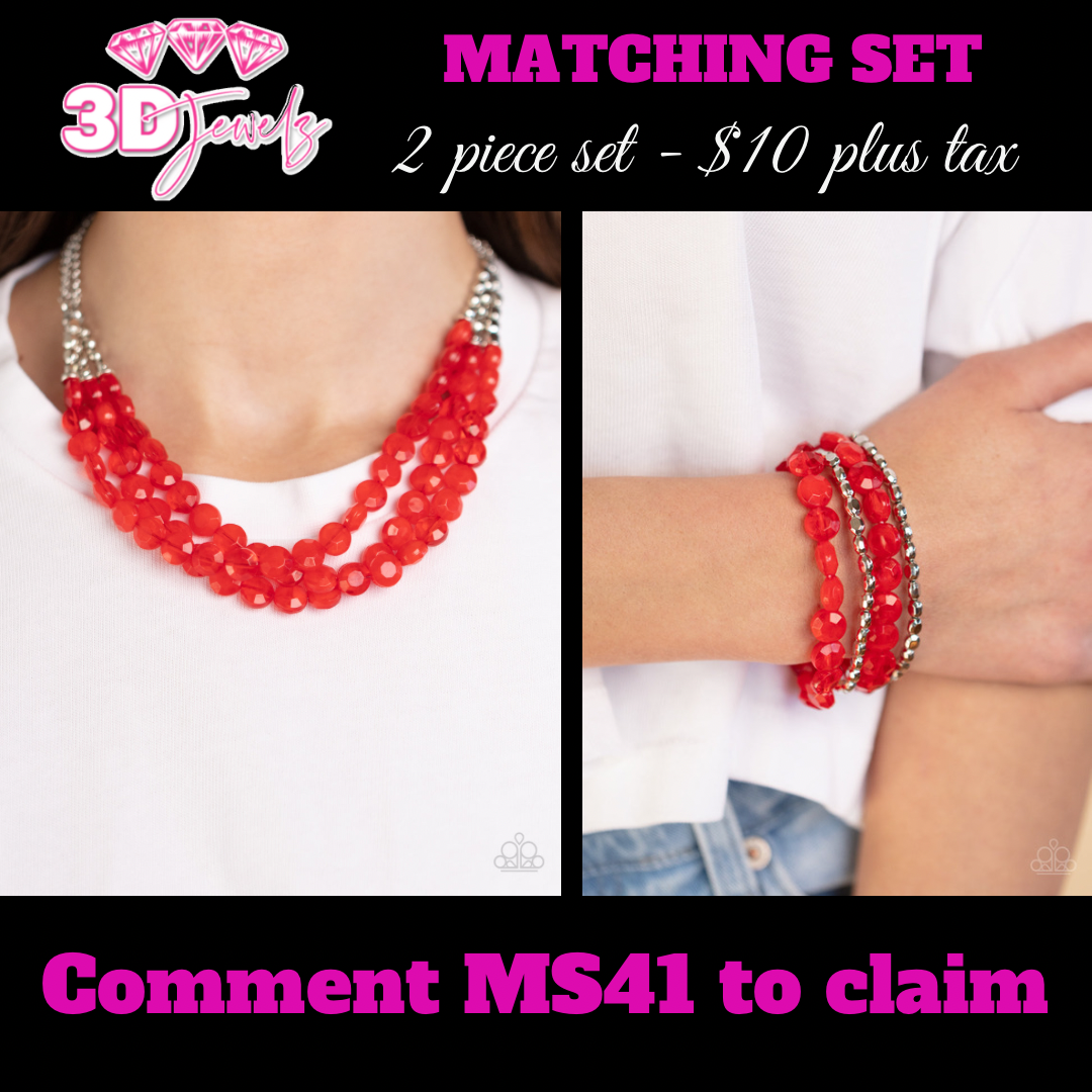 Pacific Picnic Red Necklace & Bracelet Set - Paparazzi Accessories