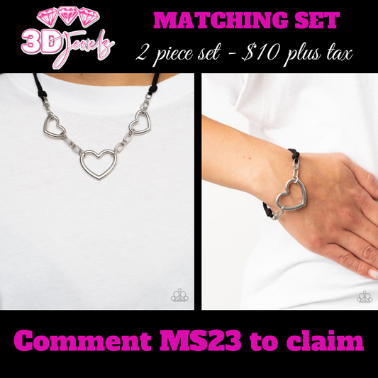 Fashionable Flirt Black Necklace & Bracelet Set - Paparazzi Accessories