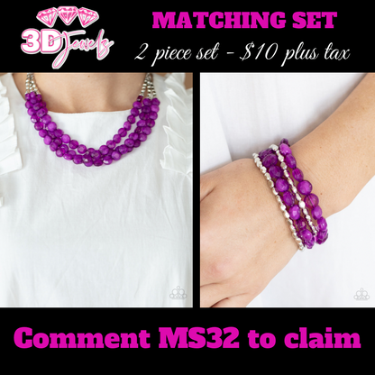 Pacific Picnic Purple Necklace & Bracelet Set - Paparazzi Accessories