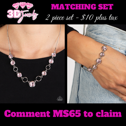 Elegantly Elite Pink Necklace & Bracelet Set- Paparazzi Accessories