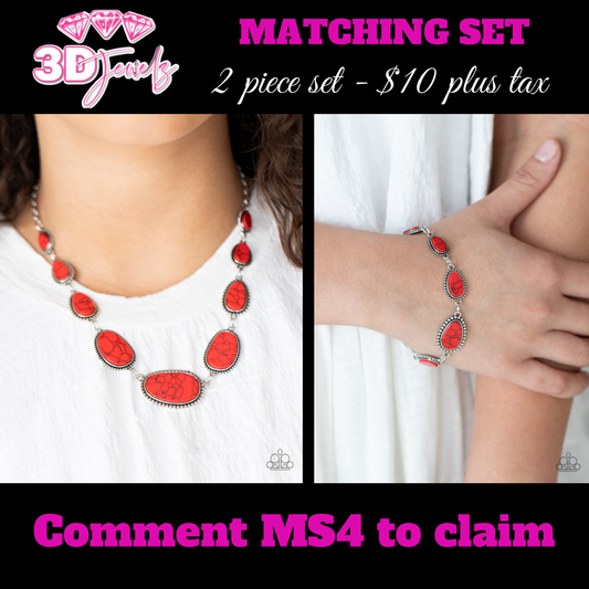 Elemental Eden & Elemental Exploration Red Necklace & Bracelet Set - Paparazzi Accessories