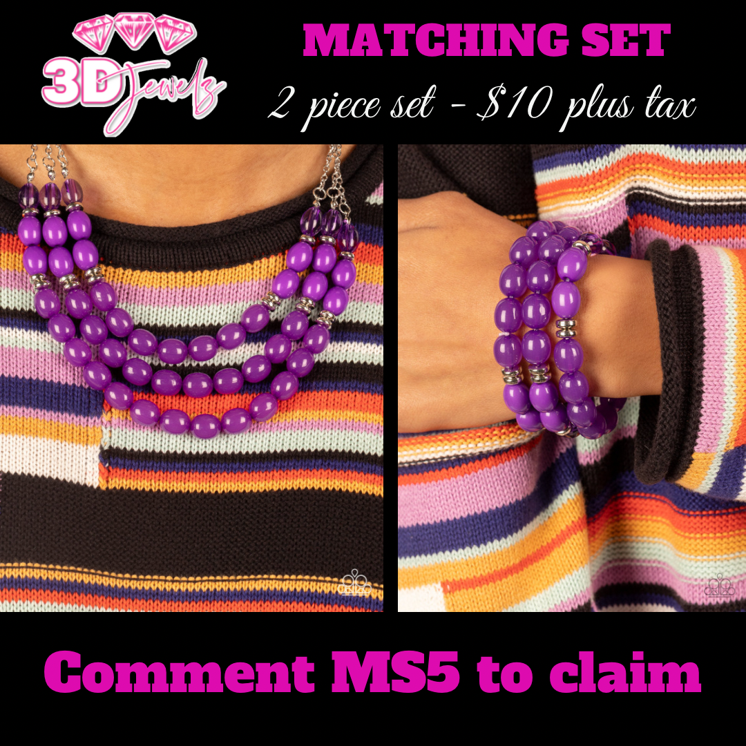 Coastal Cruise Purple Necklace & Bracelet Set - Paparazzi Accessories