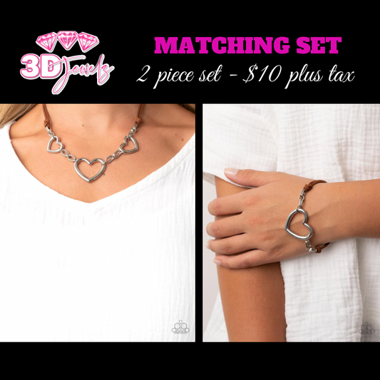 Fashionable Flirt Brown Necklace & Bracelet Set - Paparazzi Accessories