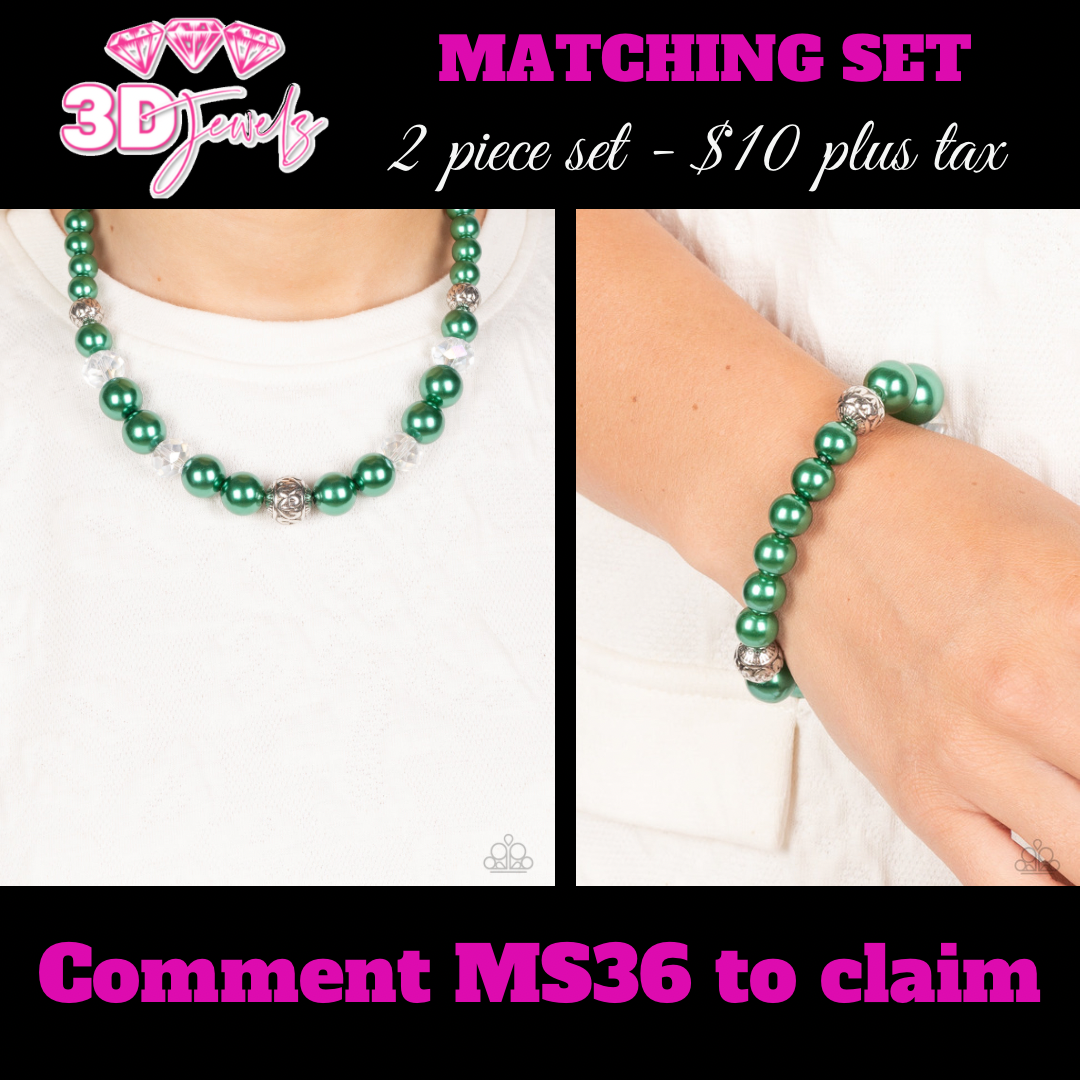 The NOBLE Prize Green Necklace & Bracelet Set - Paparazzi Accessories