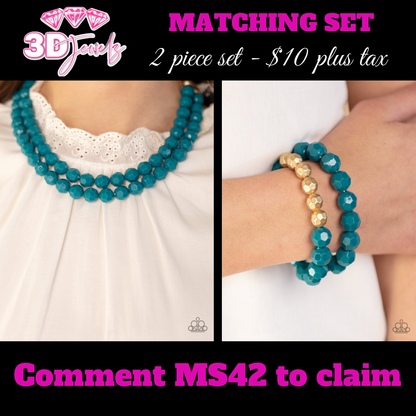 Greco Getaway Blue Necklace & Bracelet Set - Paparazzi Accessories