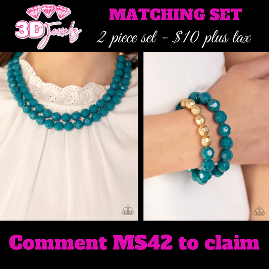 Greco Getaway Blue Necklace & Bracelet Set - Paparazzi Accessories