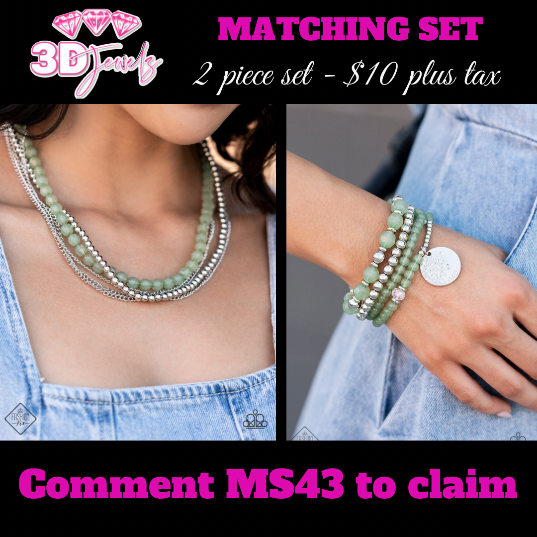 Boardwalk Babe Green Necklace & Bracelet Set - Paparazzi Accessories